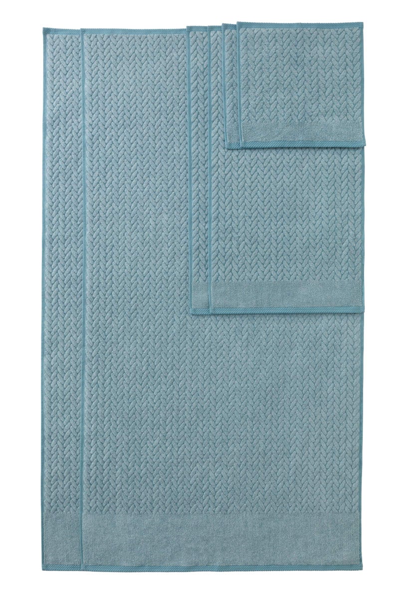 TexereSilk Texere 100% Organic Cotton Jacquard 650 GSM Premium Bath Towel Sets - Extra Absorbent Quick Dry and Plush, 2 Large Bath Towels, 2 Hand Towels, 2 Washcloths (Cable, Smoke Blue, 6 Piece) - Image 4